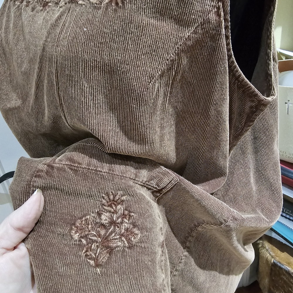 April Cornell Corduroy Brown Sleeveless Jumper Dress, Size M - Picture 3 of 6